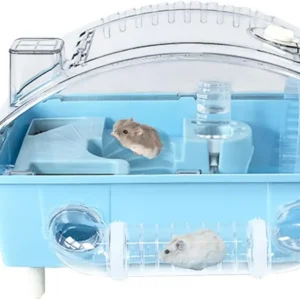 Dwarf Hamster Cage,Acrylic Rat Cage,Hamster Home Small Animal Cages with Tube Exercise Wheel Mouse Habitat for Gerbils M