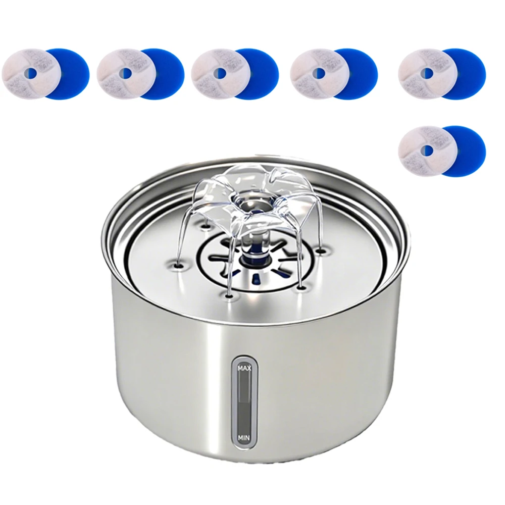 Stainless Steel Pet Water Fountain Cat Automatic Water Feeder USB Electric Mute for Cat Dog Filter Fountain Smart Drinking Bowl - Image 7