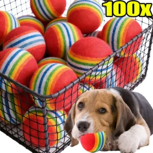100/10PCS EVA Rainbow Cat Toys Ball Interactive Cute Cat Dog Play Chewing Rattle Scratch EVA Ball Training Balls Pet Toys Supply