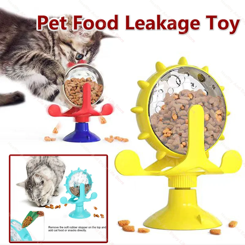 Pet Cat Food Funnel Spinning Windmill Interactive Training Cat Puzzle Toy Compatible with Windmill-Style Cat Food Funnels 1PC