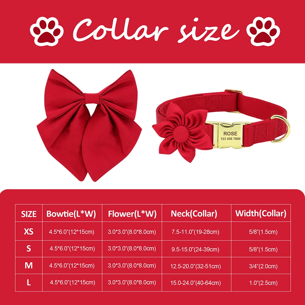 Personalized Silk Dog Collar Adjustable Durable Dog Collar with Bowtie Flower For Small Medium Large Dogs Wedding Bowtie Collars - Image 6