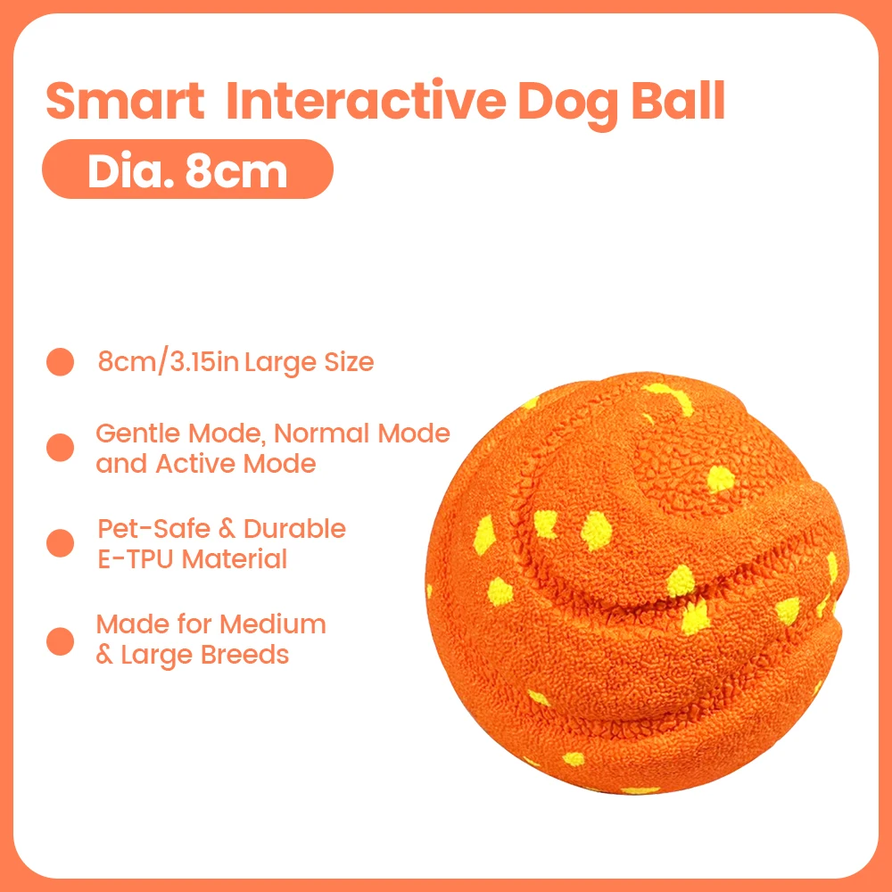 Smart Interactive Dog Toy 8cm Automatic Moving Bouncing Rotating IPX7 Waterproof E-TPU Active Rolling Ball for Medium Large Dogs - Image 10