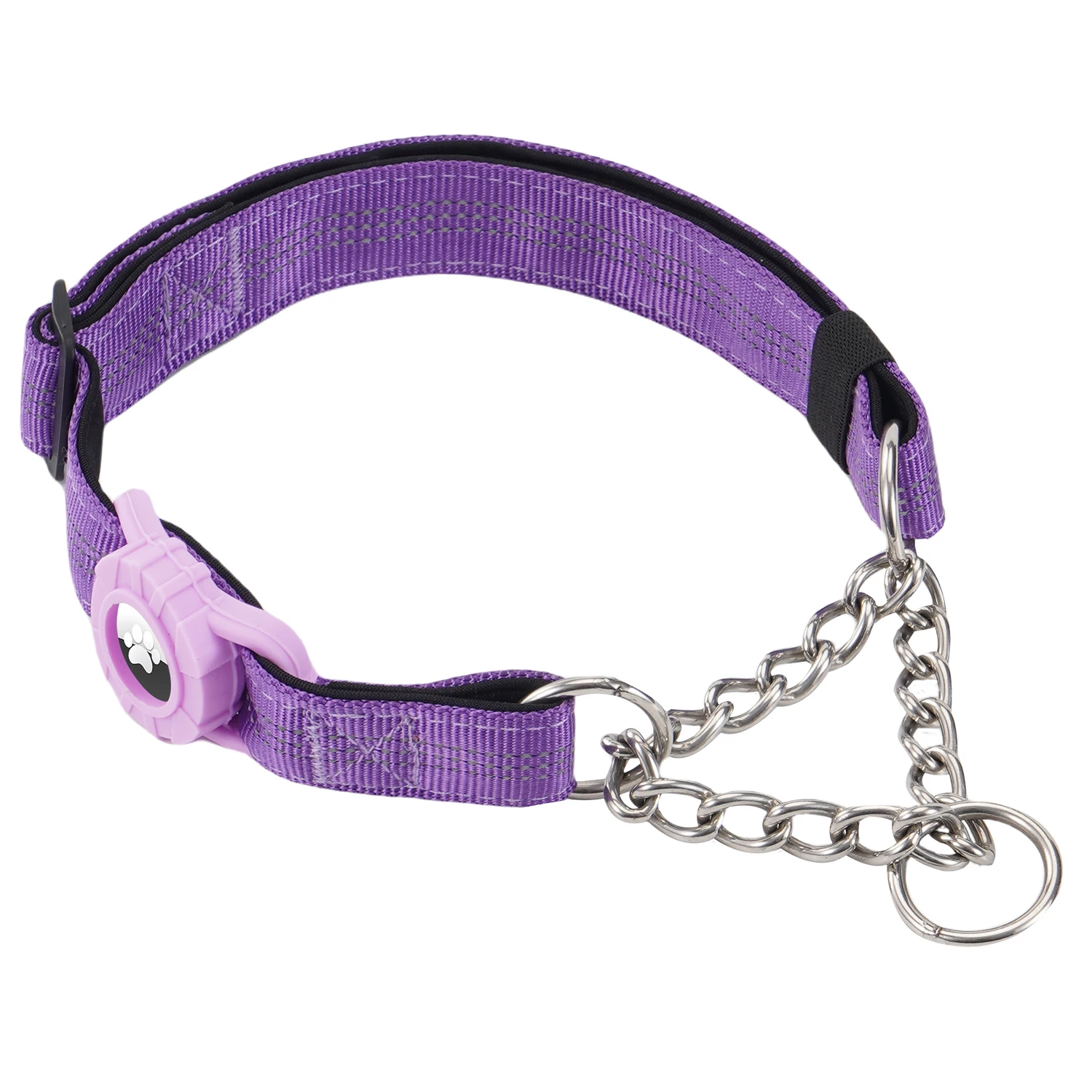 Dog Collar with Air Tag Holder, Reflective Nylon Soft Padded No Pull Training Collars Adjustable Stainless Steel Chain Collar f - Image 10
