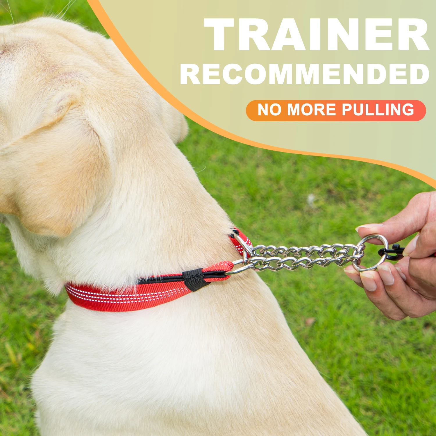 Dog Collar with Air Tag Holder, Reflective Nylon Soft Padded No Pull Training Collars Adjustable Stainless Steel Chain Collar f - Image 5