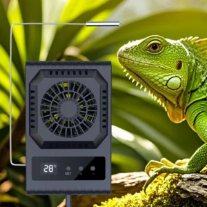 Reptile Habitat Fan with Climate Control Heating Cooling System LCD Display Quiet Operation for Breeding Tank and Bird Cage