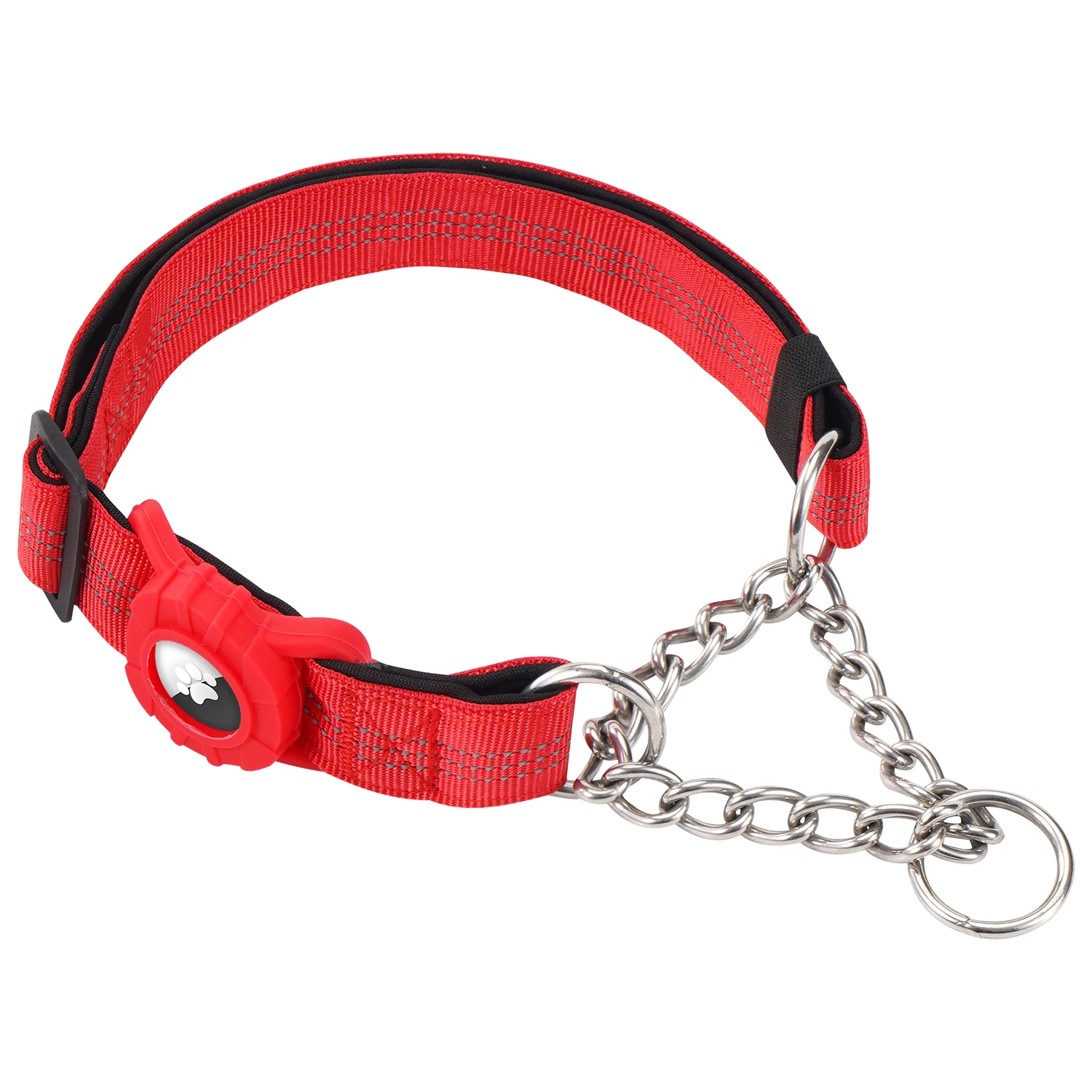 Dog Collar with Air Tag Holder, Reflective Nylon Soft Padded No Pull Training Collars Adjustable Stainless Steel Chain Collar f - Image 9