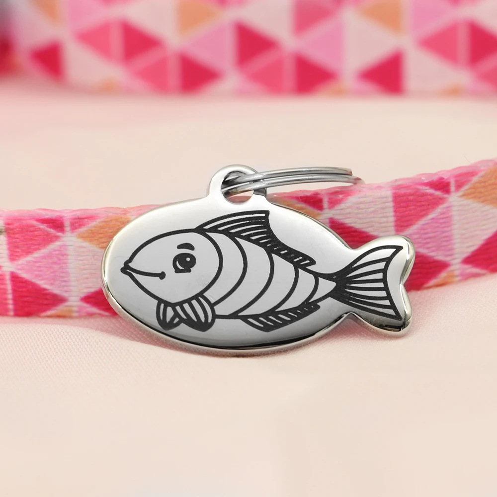 Personalized Cat Id Tag Custom Cats Kitten ID Tags Engraved Cat Collar Pendant Necklace Pet Accessories Cat Face Fish Shape - Image 8