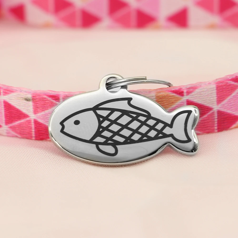 Personalized Cat Id Tag Custom Cats Kitten ID Tags Engraved Cat Collar Pendant Necklace Pet Accessories Cat Face Fish Shape - Image 7