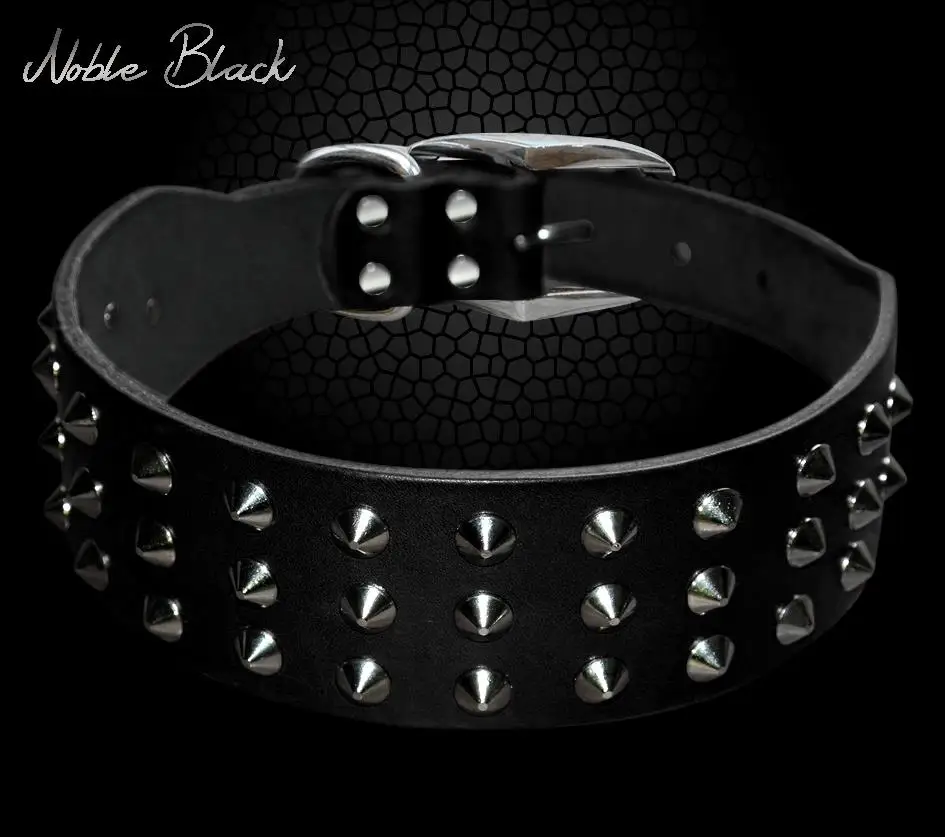 Pug Dog Collar Leather Adjustable Spikes Pet Collar For Small Medium Large Dogs Black Brown Bull Dog coleira - Image 8