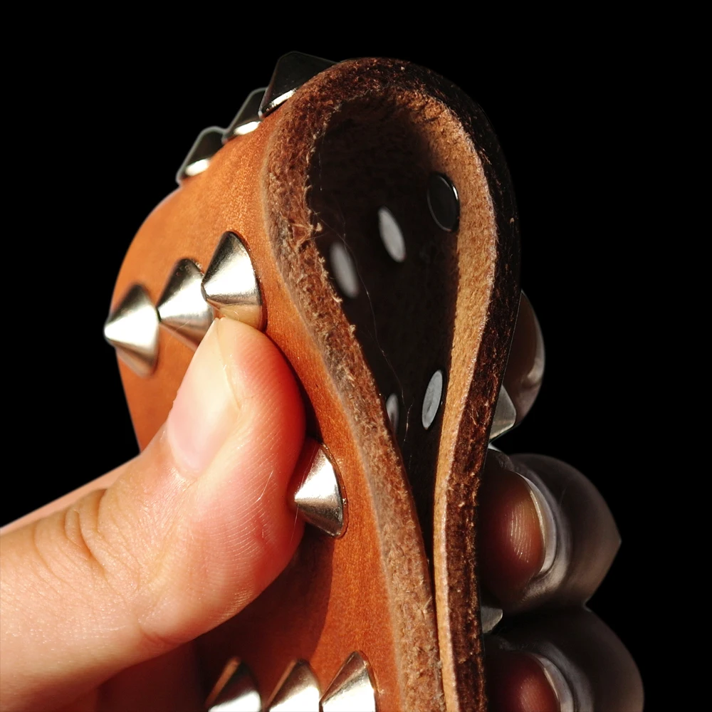Pug Dog Collar Leather Adjustable Spikes Pet Collar For Small Medium Large Dogs Black Brown Bull Dog coleira - Image 4