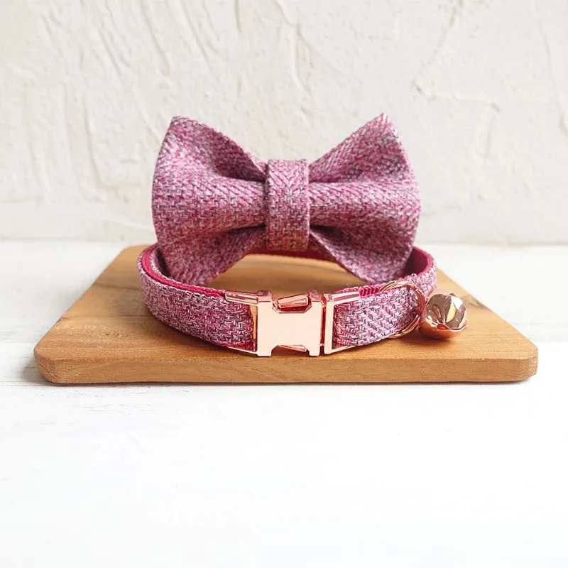 Personalized Cat Collar with Bell Bow tie Engraving Cat Necklace Tag Name Kitten Collars for Small Dog Collar Adjustable Custom - Image 8