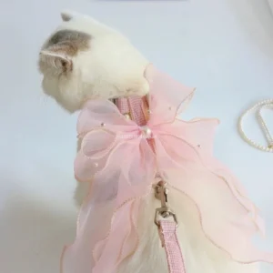 New Pet Traction Suit Cat Rope Princess Skirt Lace Pearl Pets Clothes Rope Dog Rope Breathable Comfortable Dog Chain Dog Harness