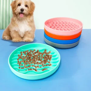1PC Silicone Pet Cat Dog Slow Food Bowl Fat Help Healthy Round Anti-choking Thickened and Non-slip Multiple Color Pet Tableware