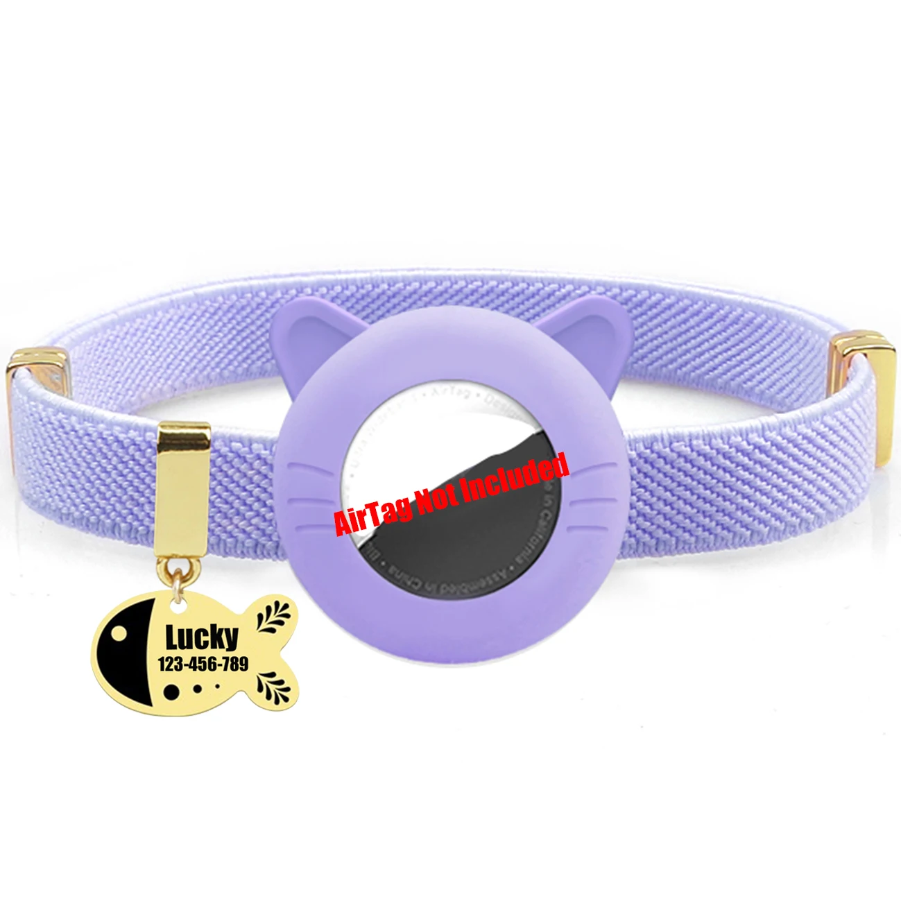 Customized Cat Collar Pet ID Name Tag For AirTag Holder Cute Cat Necklace Tracker Elastic Kitten Dog Collars Not Included GPS - Image 18
