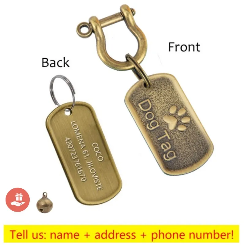 Customizable Engraved Pets ID Tag for Dog Cat Bronze Nameplate Tags Personalized Anti-lost Address Number Dogs Collar ID Pendant - Image 9