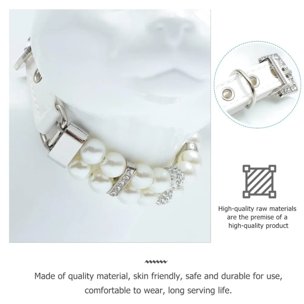 Dog Pearls Buckle Collar Leash Set Pearl Dog Collar Leash for Birthday Wedding Christmas Small Dog Pearl Chain Collar Jewelry - Image 6