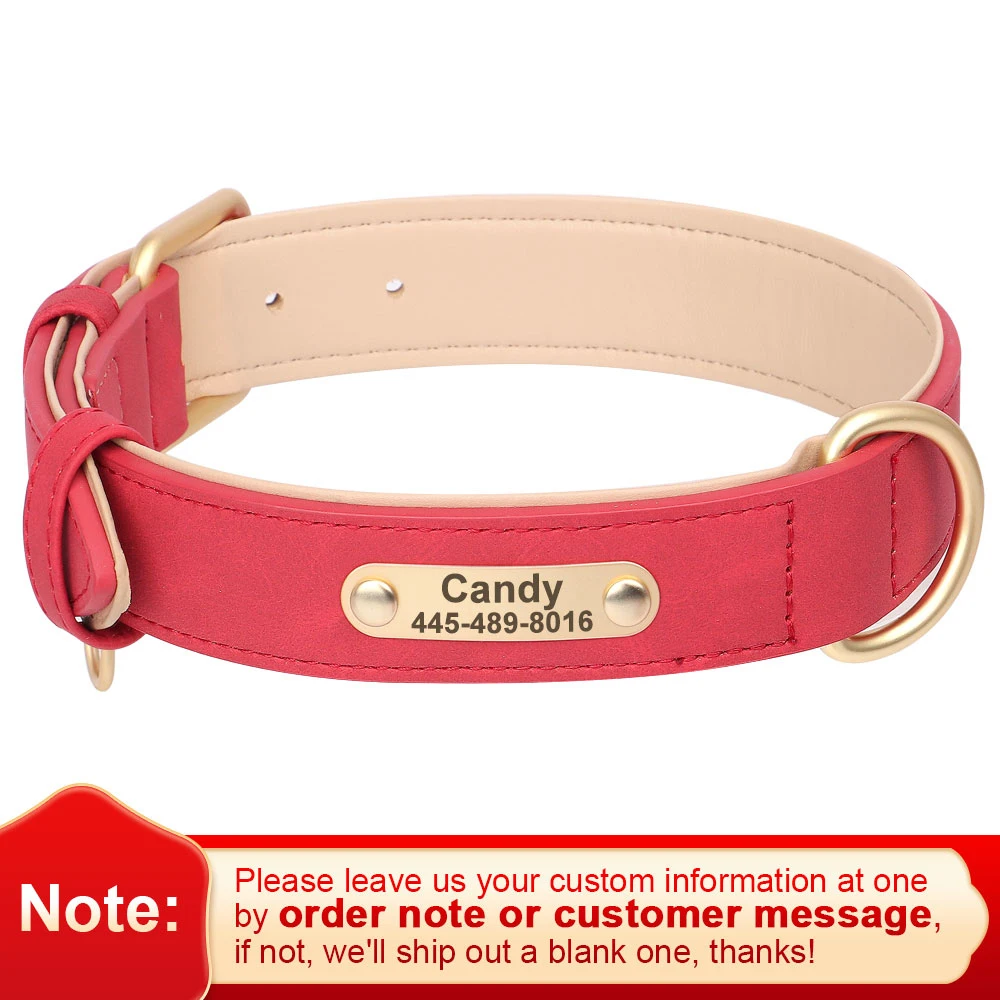 Customized Dog Collar PU Leather Dogs Collars Personalized Pet ID Name Necklace Free Engraving for Small Medium Large Dogs Pug - Image 8