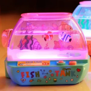 Creative Artificial Aquarium Toy Cartoon with Music and Light LED Light Up Tank Electric Lovely Mini Simulation Fish Tank Office