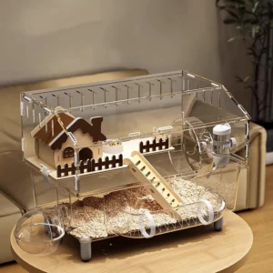 Hamster Cage Transparent Acrylic Guinea Pig Tunnels Luxury Chew-Proof Rodent House Indoor Syrian Hamster Hedgehog Large Habitats