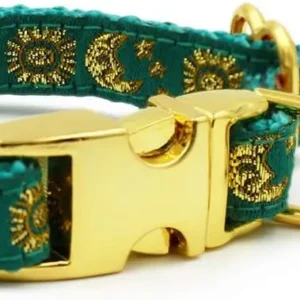 Celestial Pet Collar and Leash Set, Multiple Designs with Moons, Stars, Suns for Dogs and Cats, XX-Small Size