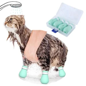 4Pcs Cleaning Tool Anti-scratch Cat Foot Covers Protective Small Cat Shoes Soft Comfortable Pet Cleaning Supplies Grooming