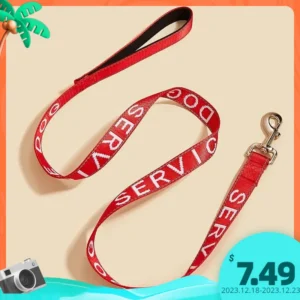 2.5*120cm Service Dog Leash with Neoprene Handle, Animal Support, Embroidery Letter, Reflective Dog Lead