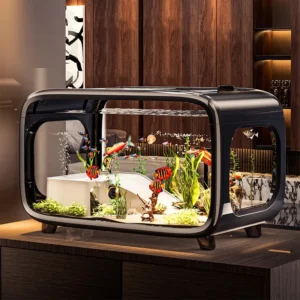 Crystal Clear Plastic Aquarium - Shatterproof Mini Ecosphere with High Transparency, Desktop Fish Bowl for Betta/Goldfish Home