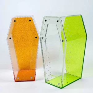 Small Acrylic Terrarium Accessories Spider Cage Coffin Shaped Tank for Reptile Amphibian Vivarium Display