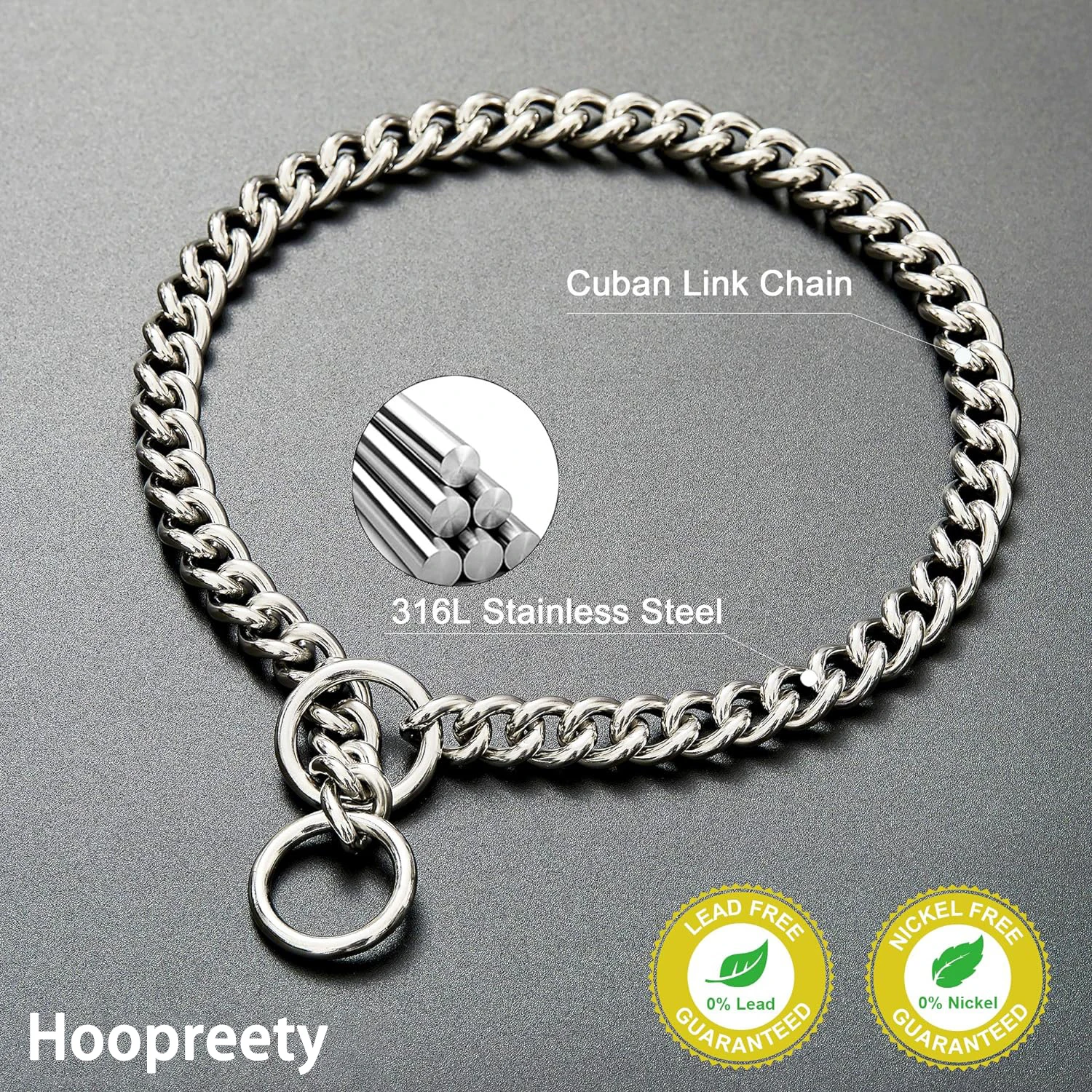 Durable Silver Dog Chain Collar Stainless Steel Choke Cuban Link Necklace Pet Training Collar for Small Medium Large Dogs Pitbul - Image 2