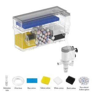 3 In 1 Fish Tank Wall Mounted Silent Waterfall Filter Box Built-in With Water Pump Circulating Water Purifier for Home