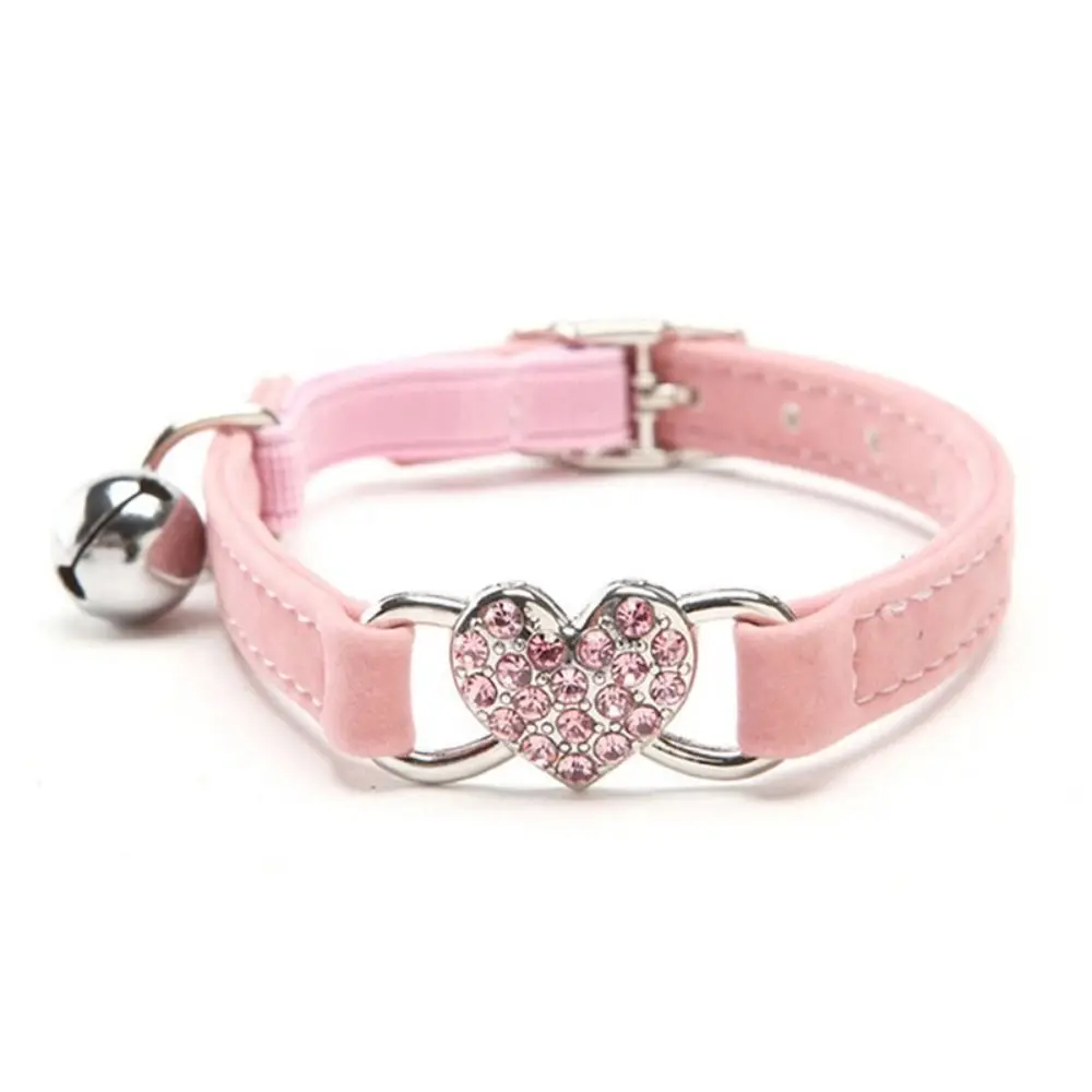 Safety Heart Bell Cat Collar Elastic Adjustable Adjustable Colored Diamonds Cat Collar Soft With Bell Dog Necklace Pet Supplies - Image 10