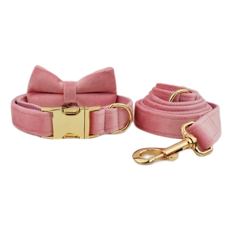 Velvet Collar Free Engrave Dog Collar Leash For Medium Big Pet Necklace Dog Accessories Dog Collars - Image 31