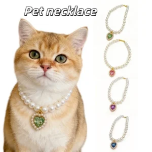 Adjustable Cat Collar with High Simulation Pearls Cute Exquisite Summer Necklace for Kittens Pet Supplies with Neck Decoration