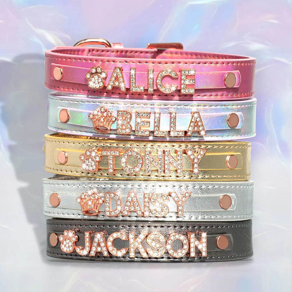 Personalized Dog Collar DIY Puppy Cat Name Collars Pet Necklace With Bling Letters Charms Free Custom For Small Medium Dogs Pug - Image 2