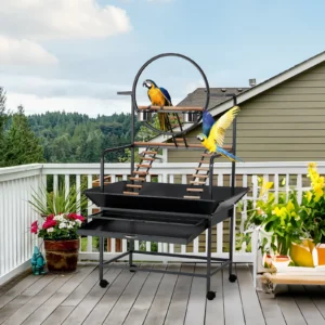 Extra Large Bird Cage with Rolling Stand Spacious Wrought Iron Parakeet Cage Playstand for Parrots Cockatiels Conures Lovebirds