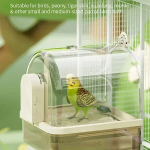 Clear Hanging Bird Bath Automatic Water Circulation Bath Shower For Bird Easy to clean Space Saving Design Bird Cage Accessory