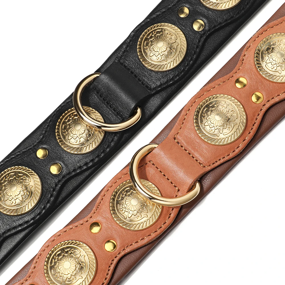 Durable Real Leather Dog Collar Cool Spiked Studded Collars for Medium Large Dogs Genuine Leather Pet Collar Pitbull Bulldog - Image 4