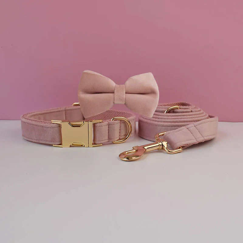 Velvet Collar Free Engrave Dog Collar Leash For Medium Big Pet Necklace Dog Accessories Dog Collars - Image 24
