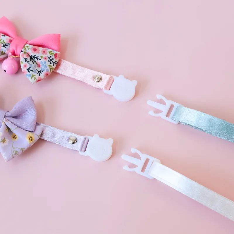 Bow Pet Collar, Cat Dog Collar Macaron Bell Safety Buckle Gradient Floral Bow Adjustable Knot Cat Collars for Kitten and Puppies - Image 5