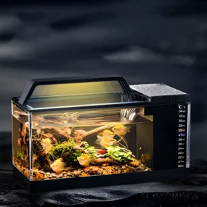 Small Aquariums Side Filter Fish Tank Household Temperature Measurement Aquarium Tank Desktop Transparent Aquariums with Lamp