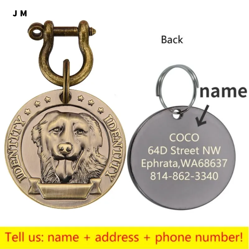 Customizable Engraved Pets ID Tag for Dog Cat Bronze Nameplate Tags Personalized Anti-lost Address Number Dogs Collar ID Pendant - Image 12