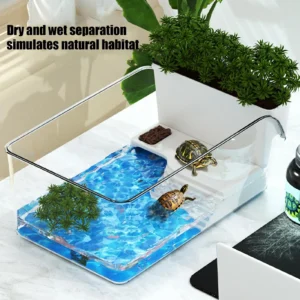 Small Turtle Tank Reptile Terrarium Pet Reptile Habitat Crab Tank Tortoise Breeding Box Home Office Desktop Decoration Fish Tank