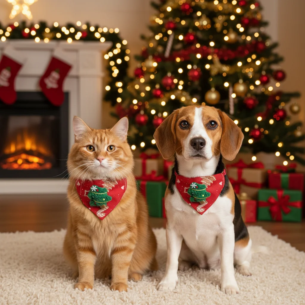 Pet Bandana Collar Adjustable Christmas Scarf For Dog Cat Saliva Towel Fashionable Neck Scarf Ring Triangle Bib Pet Neckerchief - Image 3