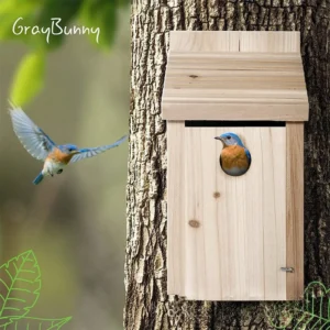 Outdoor Wooden Bird House Nest, Natural Wood Bird Breeding Box, Garden Decor, Toys and Gifts for Kids to Observe Birds