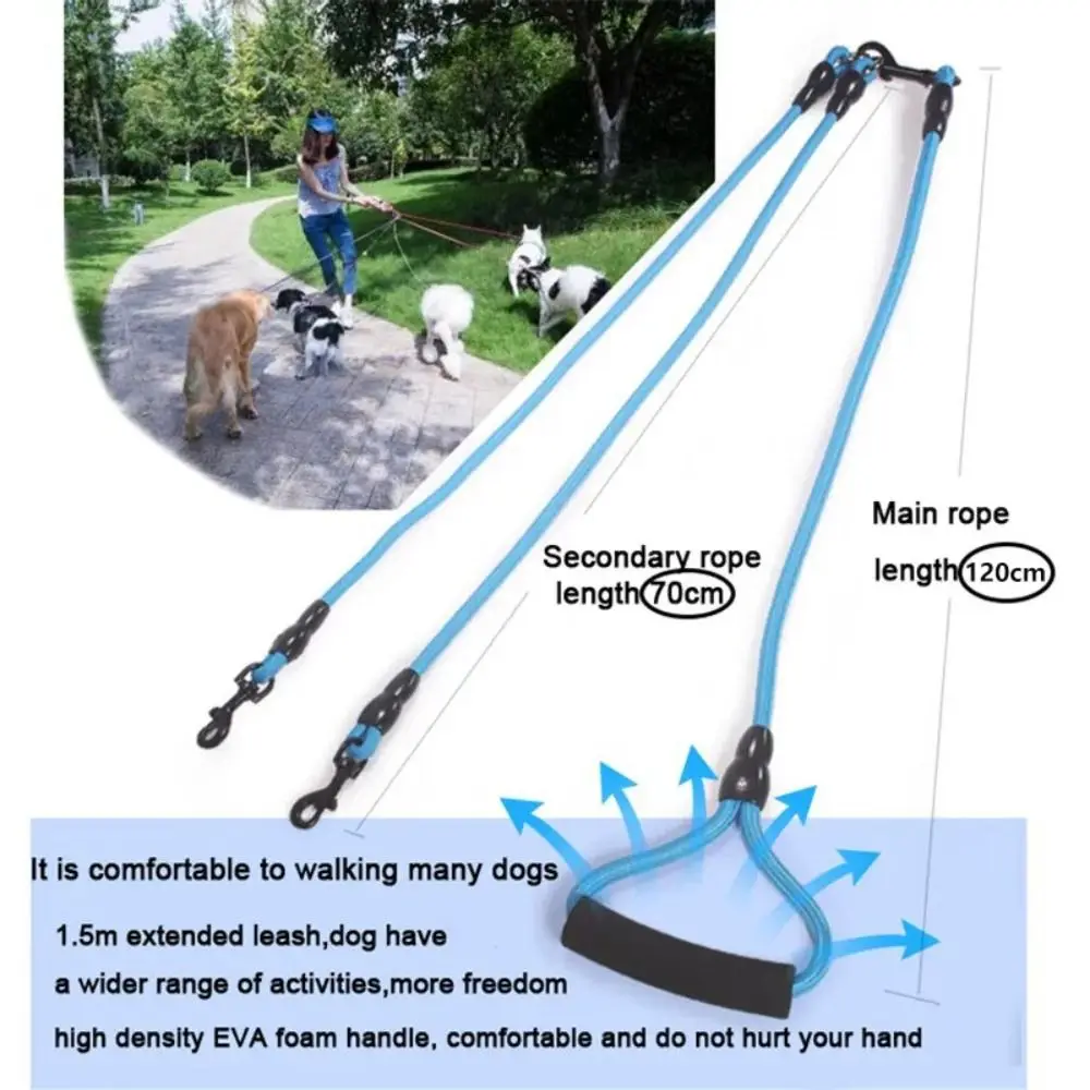 Pet Leash Nylon Double Dual Two Heads Dogs Rope 2 Way Coupler Walk Dogs Collars Harness Leads Dog Leashes - Image 6