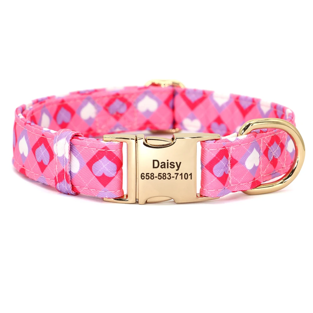 Personalized Dog Collar Nylon Flower Bowtie Pet ID Collars Customized Dogs Necklace Anti-lost For Spring Small Medium Large Dogs - Image 16