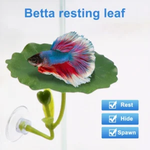 1Pc Green Leaf Hammock For Betta Fish Stress-Reducing Aquarium-Safe Decor With Suction Cup For Fish Tank Fake Plants Decoration