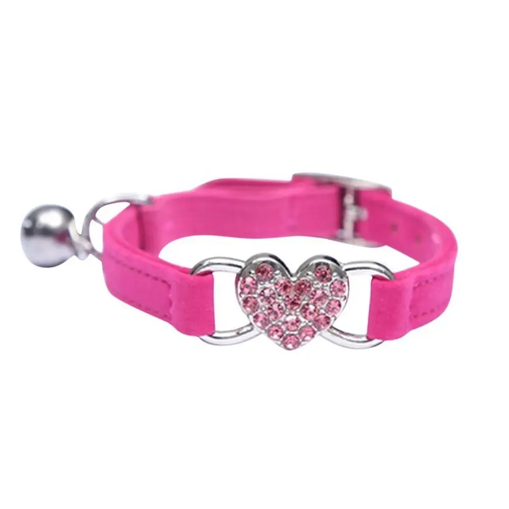 Safety Heart Bell Cat Collar Elastic Adjustable Adjustable Colored Diamonds Cat Collar Soft With Bell Dog Necklace Pet Supplies - Image 8