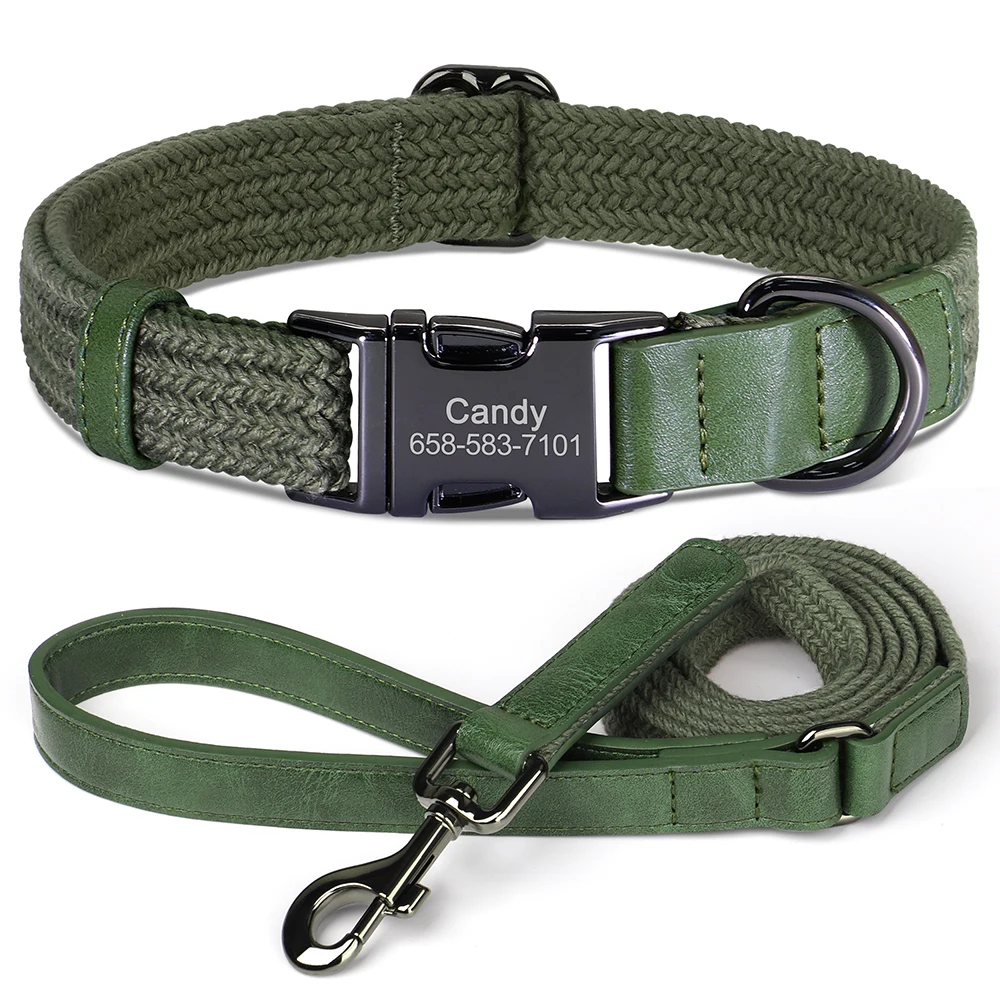 Retro Dog Collar Leash Set Custom Nylon Dog Collars With Walking Lead Rope Adjustable Pet Necklace for Small Large Dogs Durable - Image 11