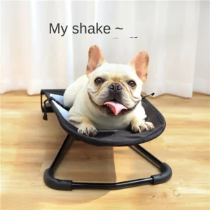 Pet Rocking Bed Spring Sofa, Elevated Folding Pet Chair for Sunbathing, Suitable for French Bulldog Teddy Dogs Under 30lbs